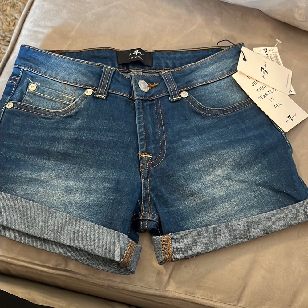 NWT For all mankind, Stylish Blue Denim Kids Shorts sz 10 New